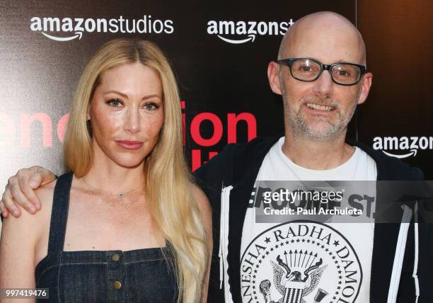 Recording Artist Moby and musician Julie Mintz attend the premiere of Amazon Studios' "Generation Wealth" at ArcLight Hollywood on July 12, 2018 in...