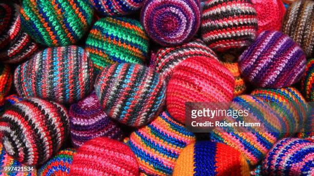 colorful knit balls - hamm stock pictures, royalty-free photos & images