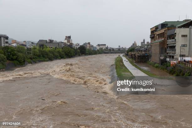 piogge torrenziali a kyoto - flood foto e immagini stock