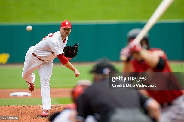 Starting pitcher Chris Carpenter of the St. Louis Cardinals throws against the Houston Astros at Busch Stadium on May 13, 2010 in St. Louis,...