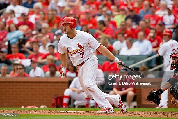 Matt Holliday of the St. Louis Cardinals bats against the Houston Astros at Busch Stadium on May 13, 2010 in St. Louis, Missouri. The Astros beat the...