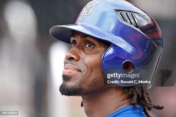 Jose Reyes of the New York Mets during batting practice before a MLB game against the Florida Marlins in Sun Life Stadium on May 15, 2010 in Miami,...