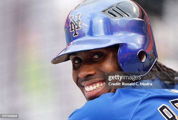 Jose Reyes of the New York Mets during batting practice before a MLB game against the Florida Marlins in Sun Life Stadium on May 15, 2010 in Miami,...