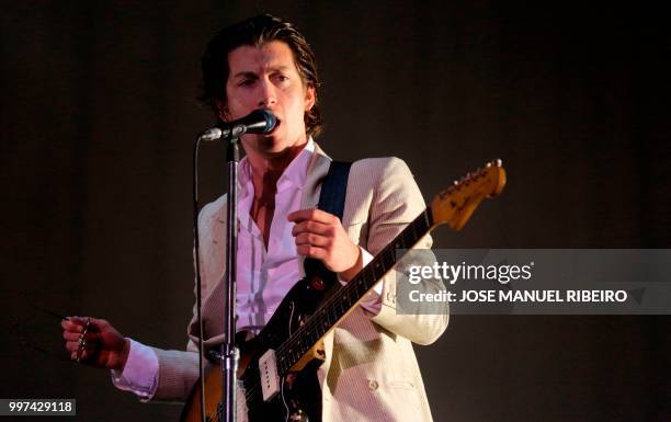 British lead vocal and guitar Alex Turner of the band Arctic Monkeys performs during the 12th Alive Music Festival in Oeiras, near Lisbon on July 12,...