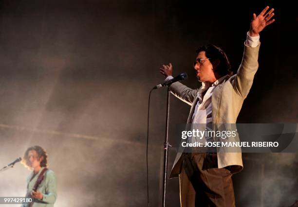 British lead vocal and guitar Alex Turner of the band Arctic Monkeys performs during the 12th Alive Music Festival in Oeiras, near Lisbon on July 12,...