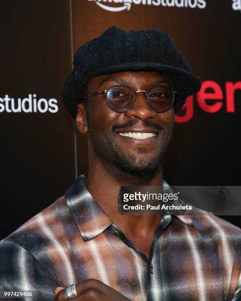 Actor Aldis Hodge attends the premiere of Amazon Studios' "Generation Wealth" at ArcLight Hollywood on July 12, 2018 in Hollywood, California.