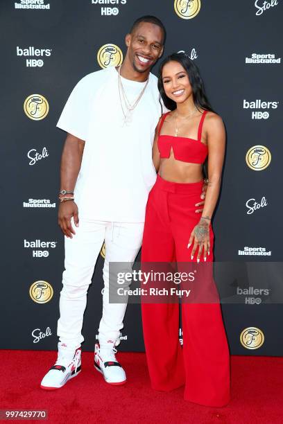 Victor Cruz and Karrueche Tran attend the Sports Illustrated Fashionable 50 on July 12, 2018 in West Hollywood, California.