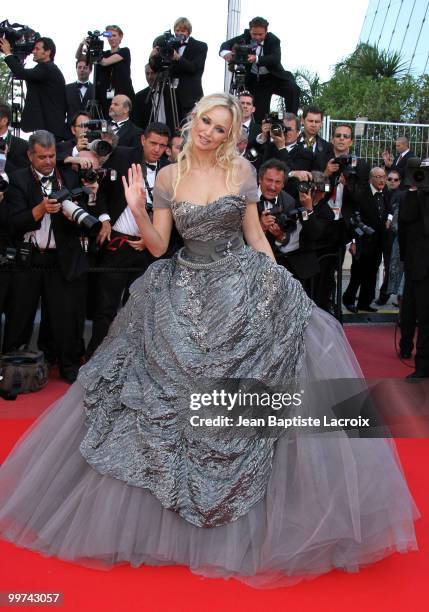 Adriana Karembeu attends the premiere of 'Biutiful' held at the Palais des Festivals during the 63rd Annual International Cannes Film Festival on May...