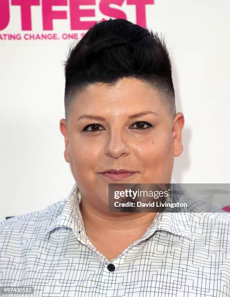 Ser Anzoategui attends the 2018 Outfest Los Angeles opening night gala screening of "Studio 54" at the Orpheum Theatre on July 12, 2018 in Los...