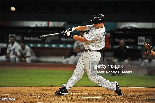 Chris Coghlan of the Florida Marlins bats during a MLB game against the New York Mets in Sun Life Stadium on May 14, 2010 in Miami, Florida.