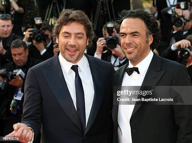 Javier Bardem and Alejandro Gonzalez Inarritu attend the premiere of 'Biutiful' held at the Palais des Festivals during the 63rd Annual International...