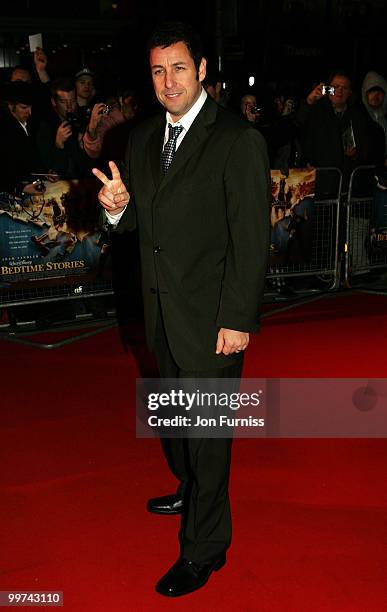 Actor Adam Sandler arrives at the UK film premiere of 'Bedtime Stories' held at the Odeon Kensington on December 11, 2008 in London, England.