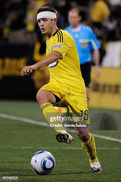 Robbie Rogers of the Columbus Crew controls the ball against Chivas USA on May 15, 2010 at Crew Stadium in Columbus, Ohio.