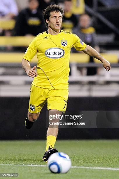 Guillermo Barros Schelotto of the Columbus Crew controls the ball against Chivas USA on May 15, 2010 at Crew Stadium in Columbus, Ohio.