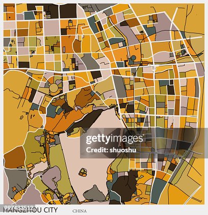 Hangzhou city art map background Hangzhou city art map background