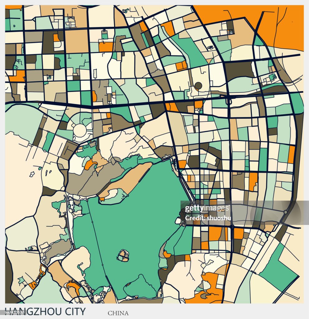 Hangzhou city art map background