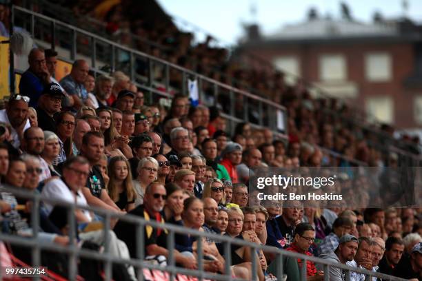 Spectators look on during day three of The IAAF World U20 Championships on July 12, 2018 in Tampere, Finland.