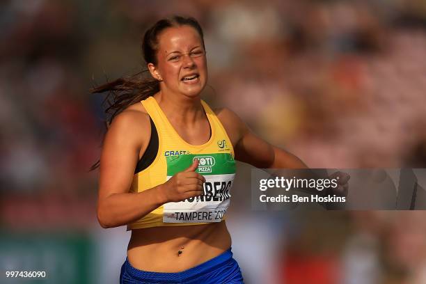 Ida Thunberg of Sweden in action during heat 1 of the women's heptathlon 200m on day three of The IAAF World U20 Championships on July 12, 2018 in...