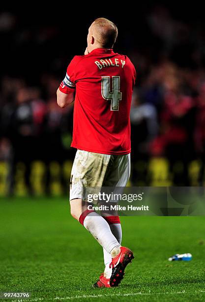 Captain Nicky Bailey of Charlton reacts after he blasts his penalty kick wide during the Coca-Cola League One Playoff Semi Final 2nd Leg between...