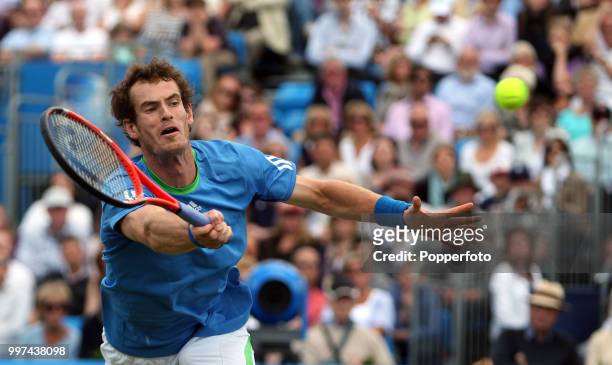 Andy Murray of Great Britain in action during day 6 of the AEGON Classic at the Edgbaston Priory Club in Birmingham on June 11, 2011.