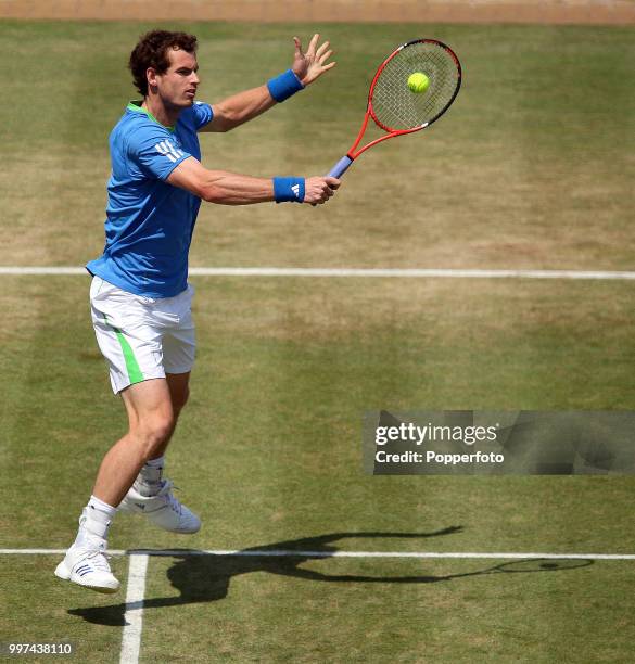 Andy Murray of Great Britain in action during day 6 of the AEGON Classic at the Edgbaston Priory Club in Birmingham on June 11, 2011.