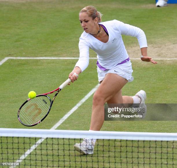 Sabine Lisicki of Germany in action during day 6 of the AEGON Classic at the Edgbaston Priory Club in Birmingham on June 11, 2011.