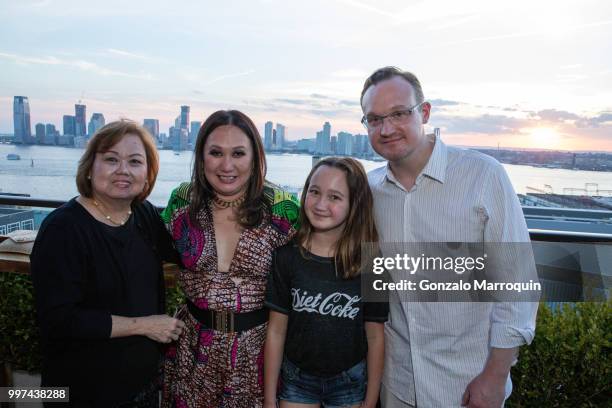 Ching de la Cruz, Melissa de la Cruz, Mattie and Michael Johnston during the Melissa de la Cruz And Michael Johnston Summer Soiree at Azul On the...