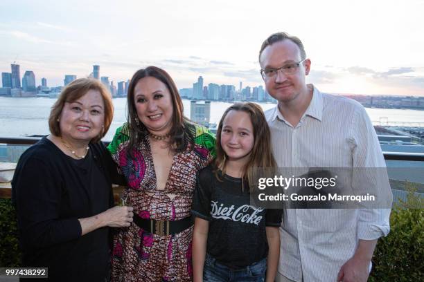 Ching de la Cruz, Melissa de la Cruz, Mattie and Michael Johnston during the Melissa de la Cruz And Michael Johnston Summer Soiree at Azul On the...