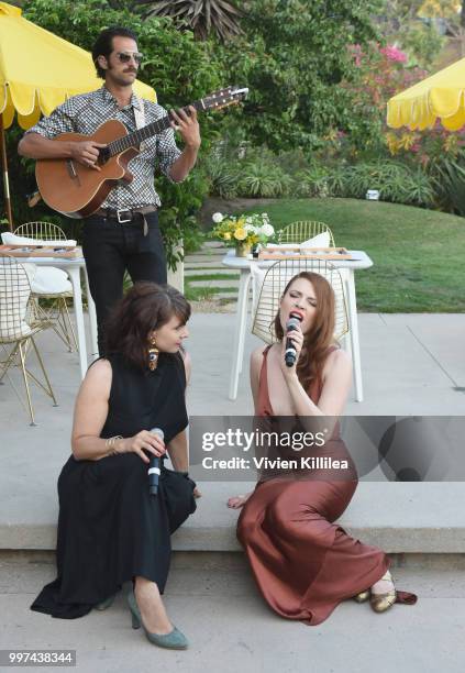 Nouvelle Vague performs at Garance Doré, founder of Atelier Doré, celebrates Au Soleil:A Summer Soirée by Le Méridien - a global programme that...