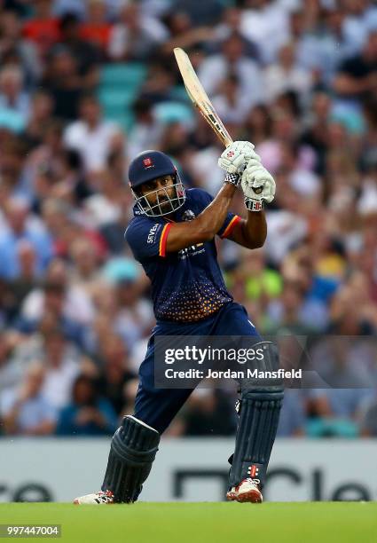 Varun Chopra of Essex bats during the Vitality Blast match between Surrey and Essex Eagles at The Kia Oval on July 12, 2018 in London, England.