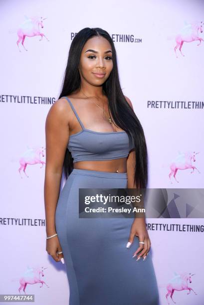 Aaleeyah Petty attends PrettyLittleThing Hosts Private Influencer Dinner at Beauty & Essex on July 12, 2018 in Los Angeles, California.