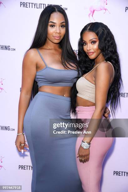 Aaleeyah Petty and Jodi Joe attend PrettyLittleThing Hosts Private Influencer Dinner at Beauty & Essex on July 12, 2018 in Los Angeles, California.