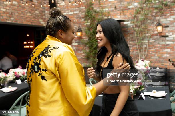 Amy Simon and Julia Kelly attend PrettyLittleThing Hosts Private Influencer Dinner at Beauty & Essex on July 12, 2018 in Los Angeles, California.