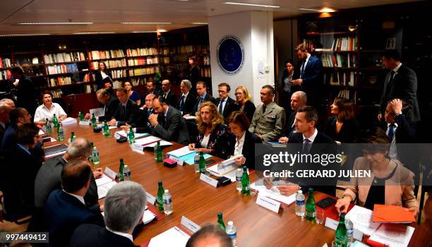 French Minister of the Interior Gerard Collomb, French Prime Minister Edouard Philippe, French Justice Minister Nicole Belloubet, French Defence...