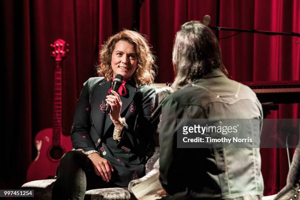 Brandi Carlile and Scott Goldman speak during an evening with Brandi Carlile at The GRAMMY Museum on July 12, 2018 in Los Angeles, California.