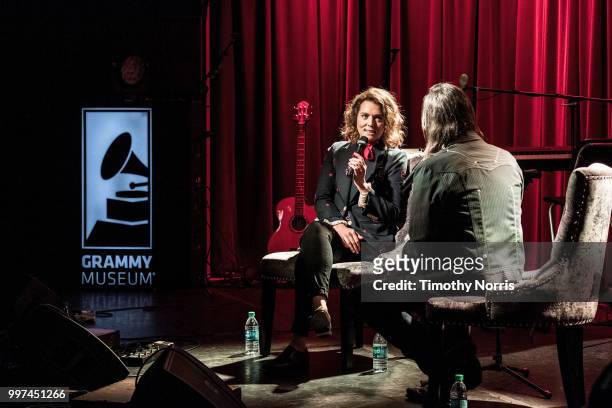 Brandi Carlile and Scott Goldman speak during an evening with Brandi Carlile at The GRAMMY Museum on July 12, 2018 in Los Angeles, California.