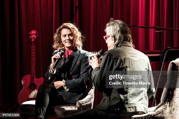 Brandi Carlile and Scott Goldman speak during an evening with Brandi Carlile at The GRAMMY Museum on July 12, 2018 in Los Angeles, California.