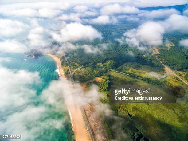 an aerial view of the beach in summer - backwater stock pictures, royalty-free photos & images