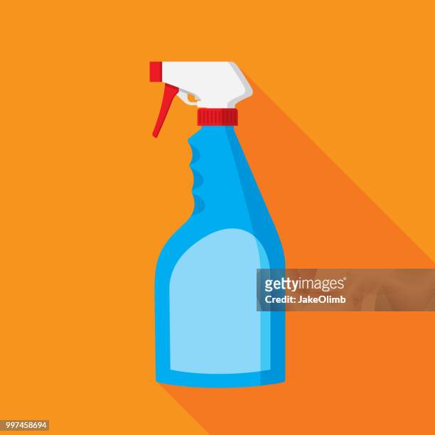 illustrazioni stock, clip art, cartoni animati e icone di tendenza di icona bottiglia spray piatta - vaporizzatore