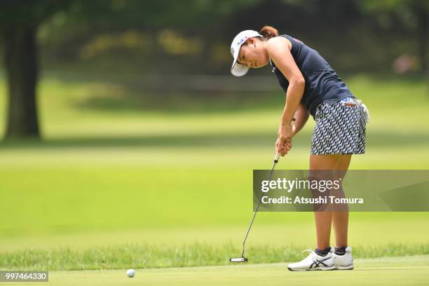 Erina Hara of Japan putts on the 4th hole during the first round of the Samantha Thavasa Girls Collection Ladies Tournament at the Eagle Point Golf...