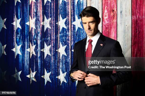 Actor Drew Gehling plays two characters in the production Dave at Arena Stage in Washington, DC on July 06, 2018.