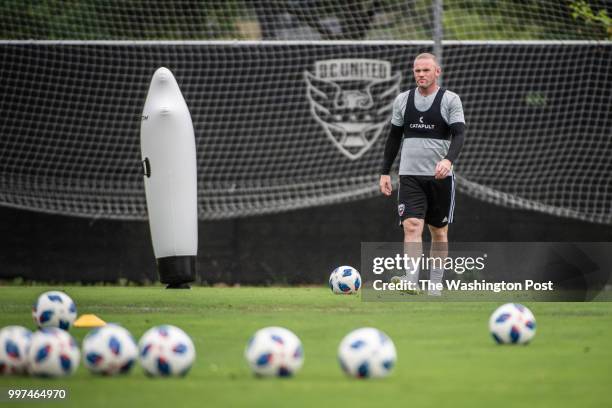 United's forward Wayne Rooney is seen during practice at RFK Stadium training grounds on Friday, July 6 in Washington, D.C.