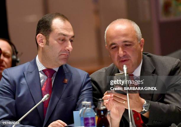 Minister of Justice of Armenia Artak Zeynalyan takes part in a round of discussions on the sidelines of an informal meeting of justice and home...