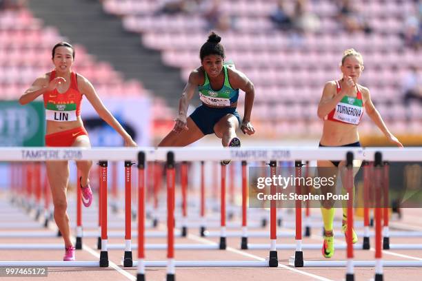 Micaela Rosa de Mello of Brazil in action during heat 3 of the women's 100m hurdles on day four of The IAAF World U20 Championships on July 13, 2018...