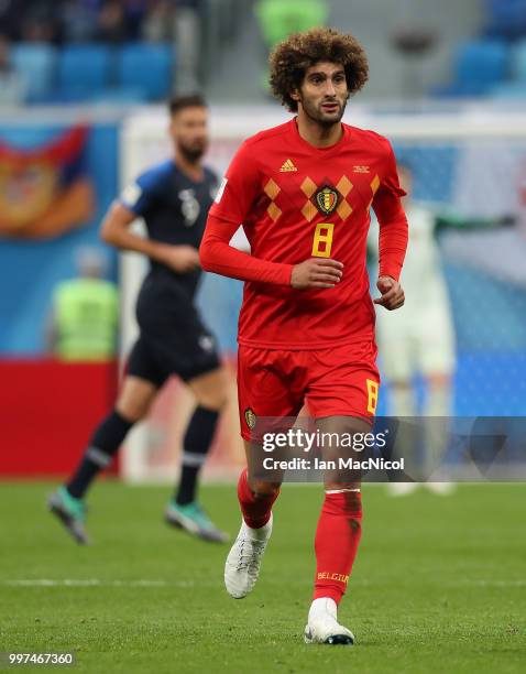 Marouane Fellaini of Belgium is seen during the 2018 FIFA World Cup Russia Semi Final match between Belgium and France at Saint Petersburg Stadium on...