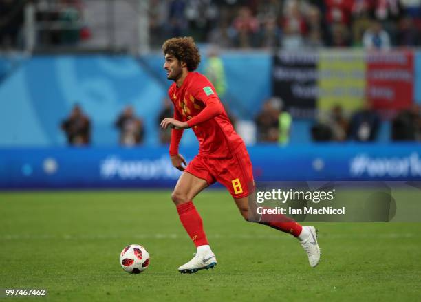 Marouane Fellaini of Belgium is seen during the 2018 FIFA World Cup Russia Semi Final match between Belgium and France at Saint Petersburg Stadium on...