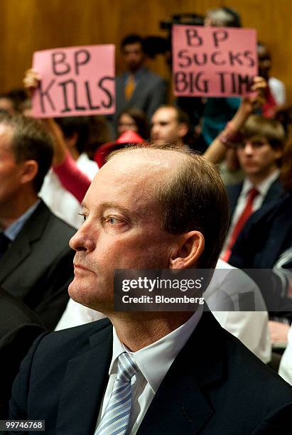 Lamar McKay, chairman of BP America Inc., testifies at a Senate Homeland Security Committee hearing in Washington, D.C., U.S., on Monday, May 17,...