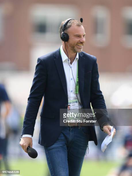 Broadcaster Charles Dagnall pictured during the 1st Royal London One Day International match between England and India at Trent Bridge on July 12,...