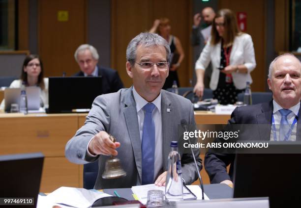Austrian Finance Minister Hartwig Loeger attends an Ecofin Finance Ministers meeting in Brussels, Belgium, on July 13, 2018.