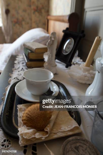 This photo taken on June 22 in Illiers-Combray shows the "madeleine and the cup of tea", immortalized by Marcel Proust in his novel "Search for Lost...